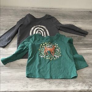 Kids Long Sleeve Shirts - Gray 2T & Green 18M